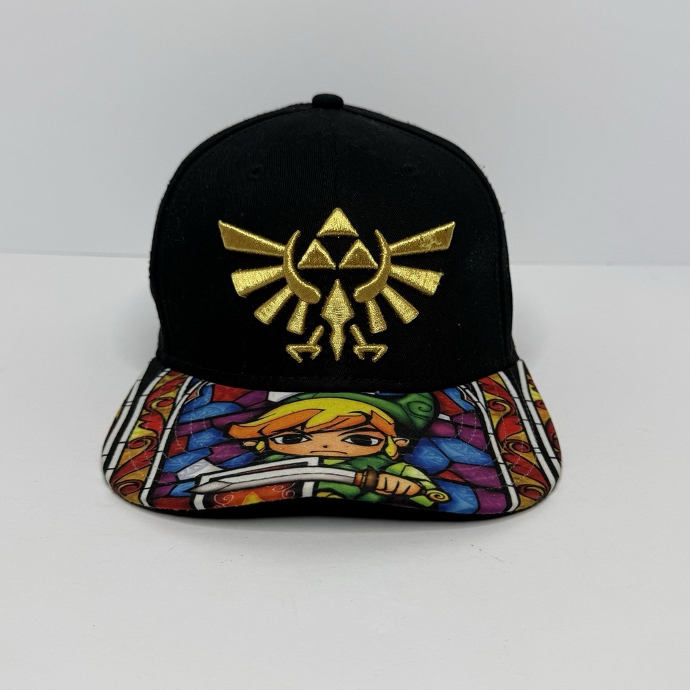 Legend Of Zelda Windwaker Stained Glass Brim Snapback Hat Cap OSFM Nintendo 2017